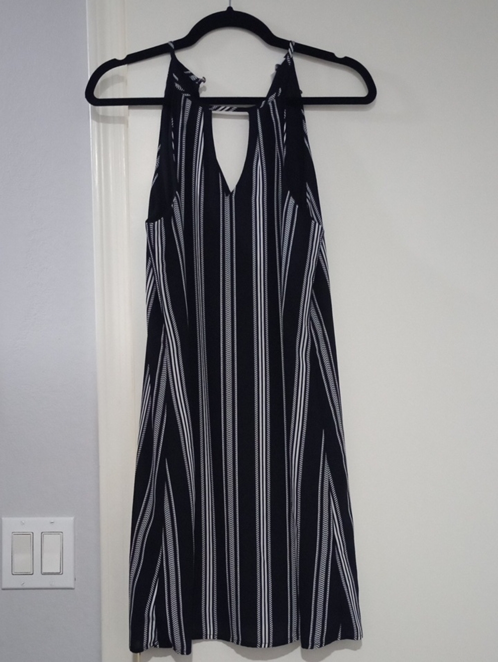 Candie's Black and White Striped Halter Midi Dress